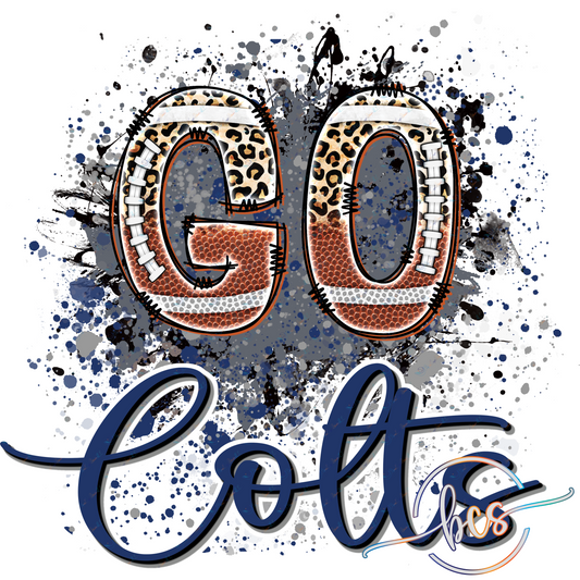 🏈 Colts Game Day Leopard Football Splatter PNG - Digital Download 💙🤍