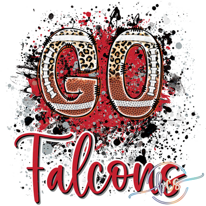 🏈 Falcons Game Day Leopard Football Splatter PNG - Digital Download 🔴⚫