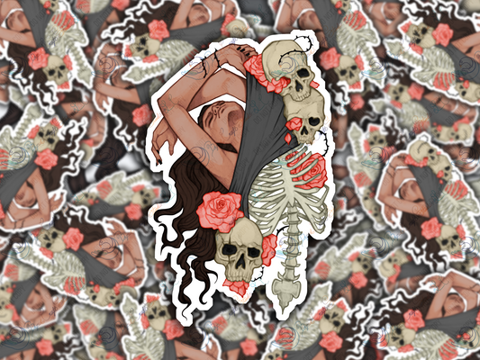 Floral Skeleton with Skulls Sticker 💀🌹🖤