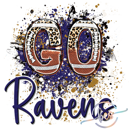 🏈 Ravens Game Day Leopard Football Splatter PNG - Digital Download 💜🖤